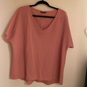 SHEIN V-neck t shirt. Pink. New without tags, only tried on. Size 2xl.